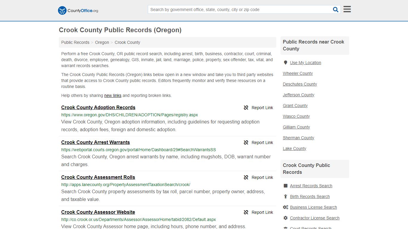 Public Records - Crook County, OR (Business, Criminal, GIS, Property ...