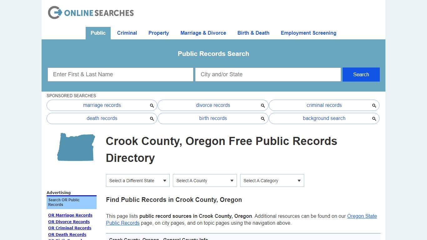 Crook County, Oregon Public Records Directory - OnlineSearches.com