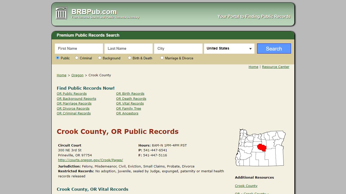 Crook County Public Records | Search Oregon Government Databases